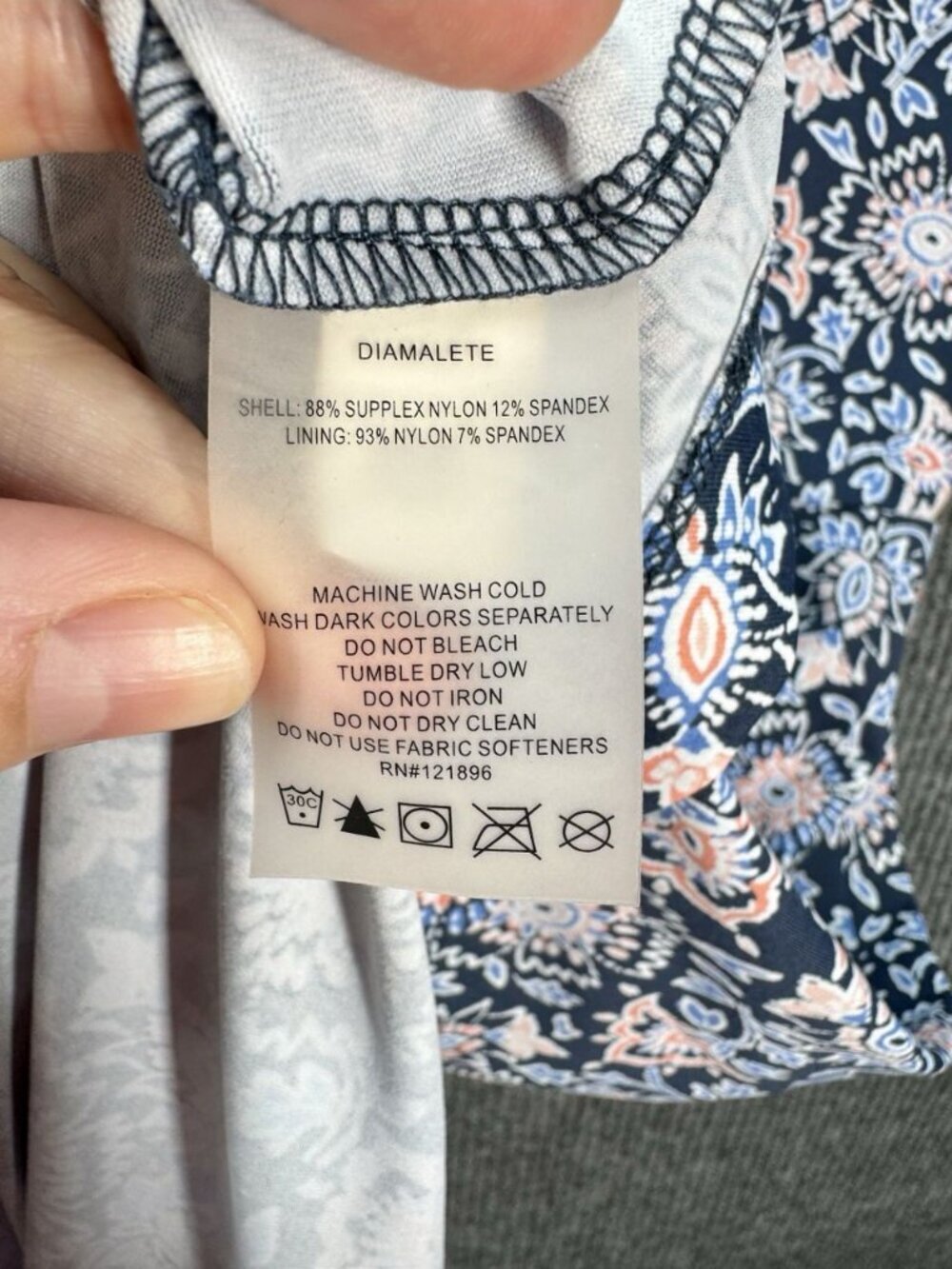 Title Nine Diamalete Dress Women M Blue Floral Athleisure Sleeveless V-Neck Mini - Picture 5 of 9